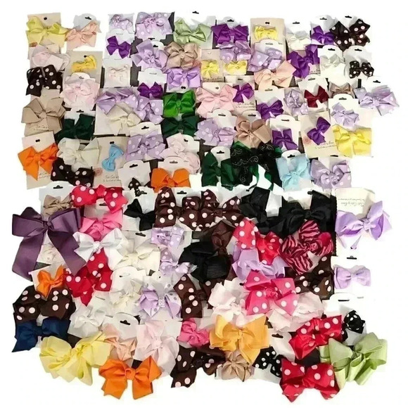 Lot of 108 Hair Bows for Girls - Colorful Accessories - Perfect for Party Gifts - Picture 1 of 4